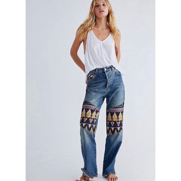 FREE PEOPLE Women’s Rocky Mountain Straight Leg Jeans jeans 24 NWOT. 
$170 - Picture 4 of 12